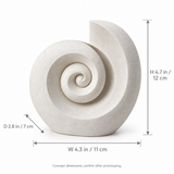 Spiral Shell tabletop sculpture in Shell White: size view