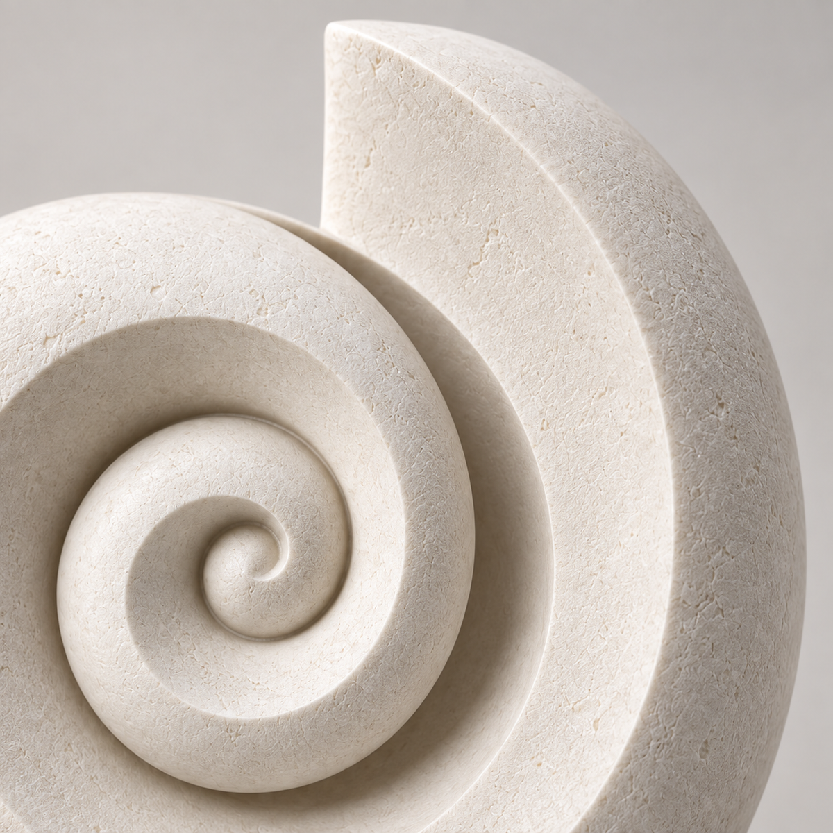Spiral Shell tabletop sculpture in Shell White: detail view