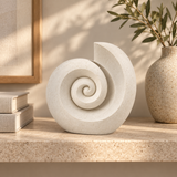 Spiral Shell tabletop sculpture in Shell White: shelf view