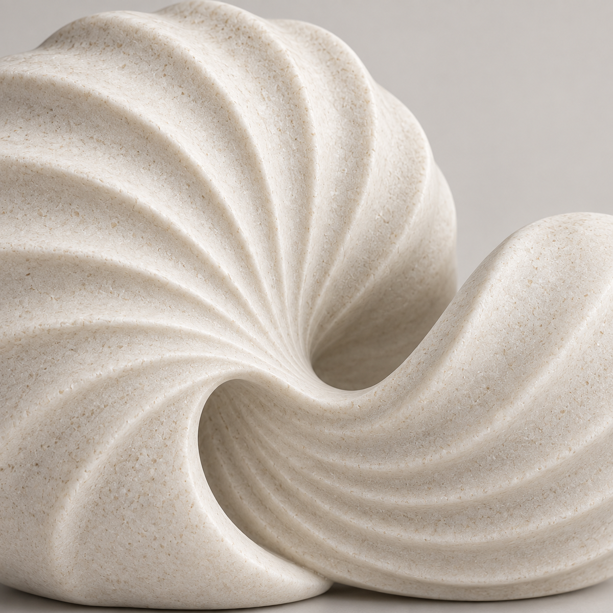 Tidal Line tabletop sculpture in Shell White: detail view