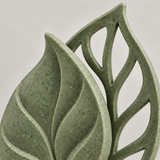 Leaf Shadow tabletop sculpture in Muted Sage Green: detail view