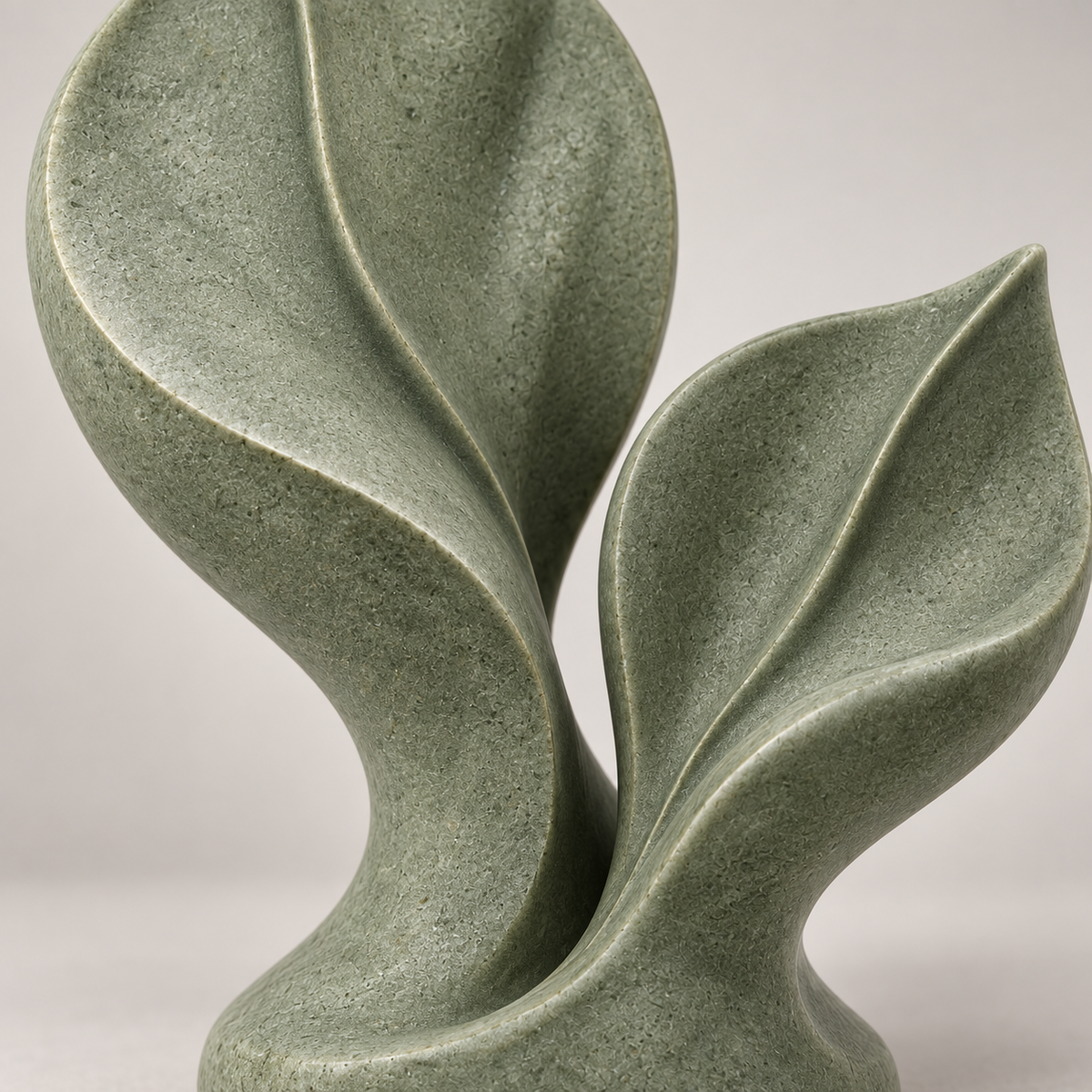 Pairing tabletop sculpture in Muted Sage Green: detail view