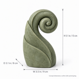 Unfurl tabletop sculpture in Muted Sage Green: size view