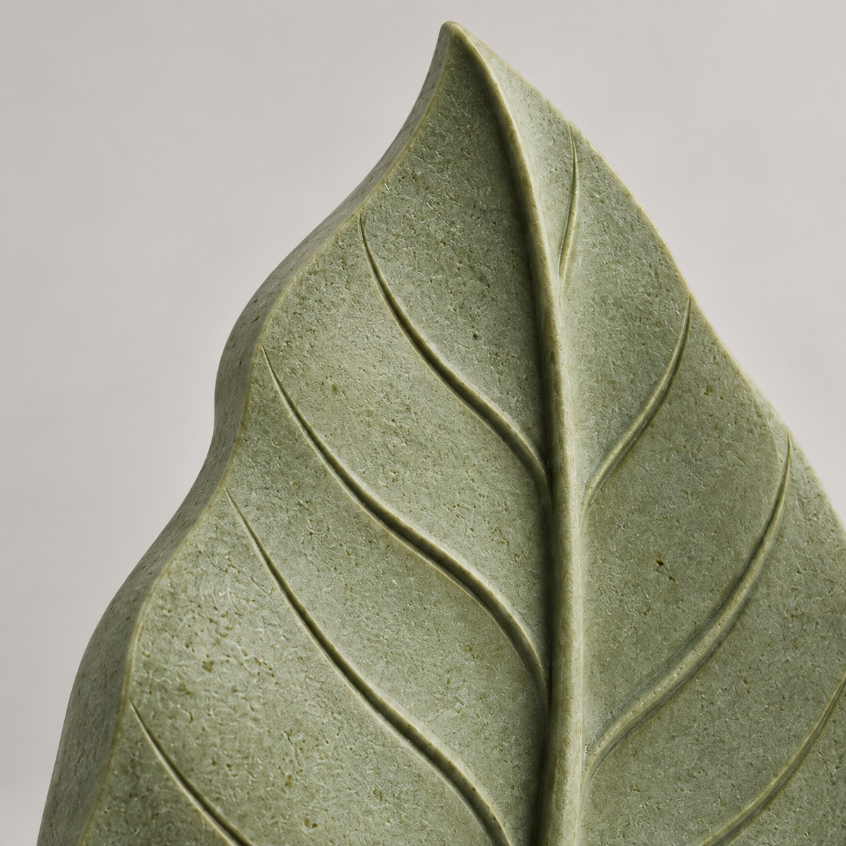 Vein tabletop sculpture in Muted Sage Green: detail view
