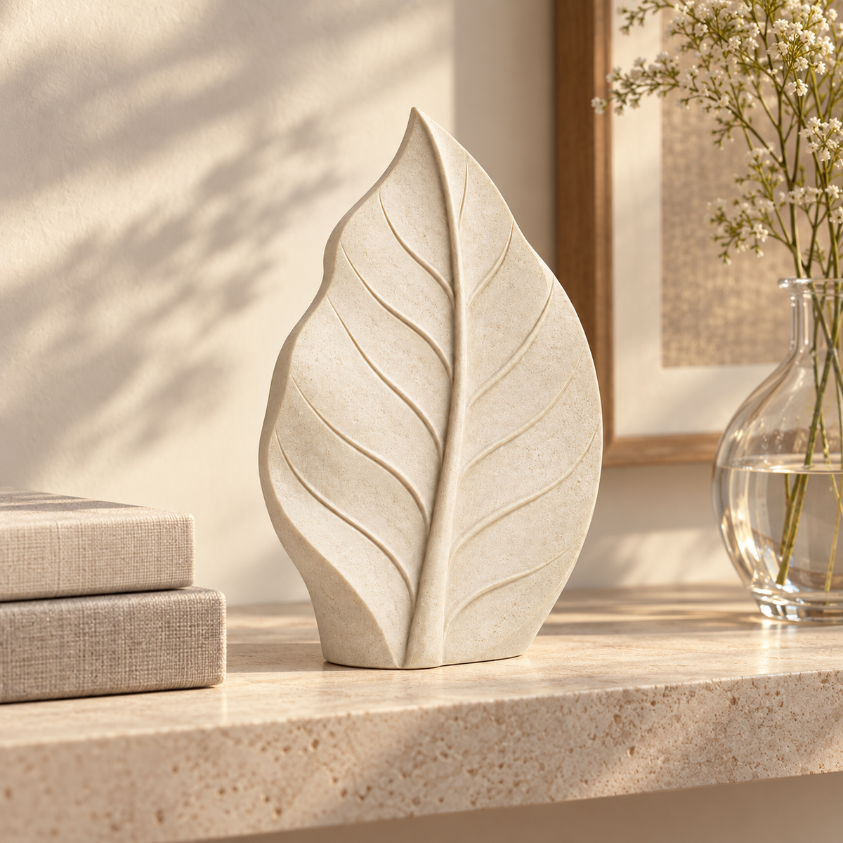 Vein tabletop sculpture in Warm Ivory: shelf view
