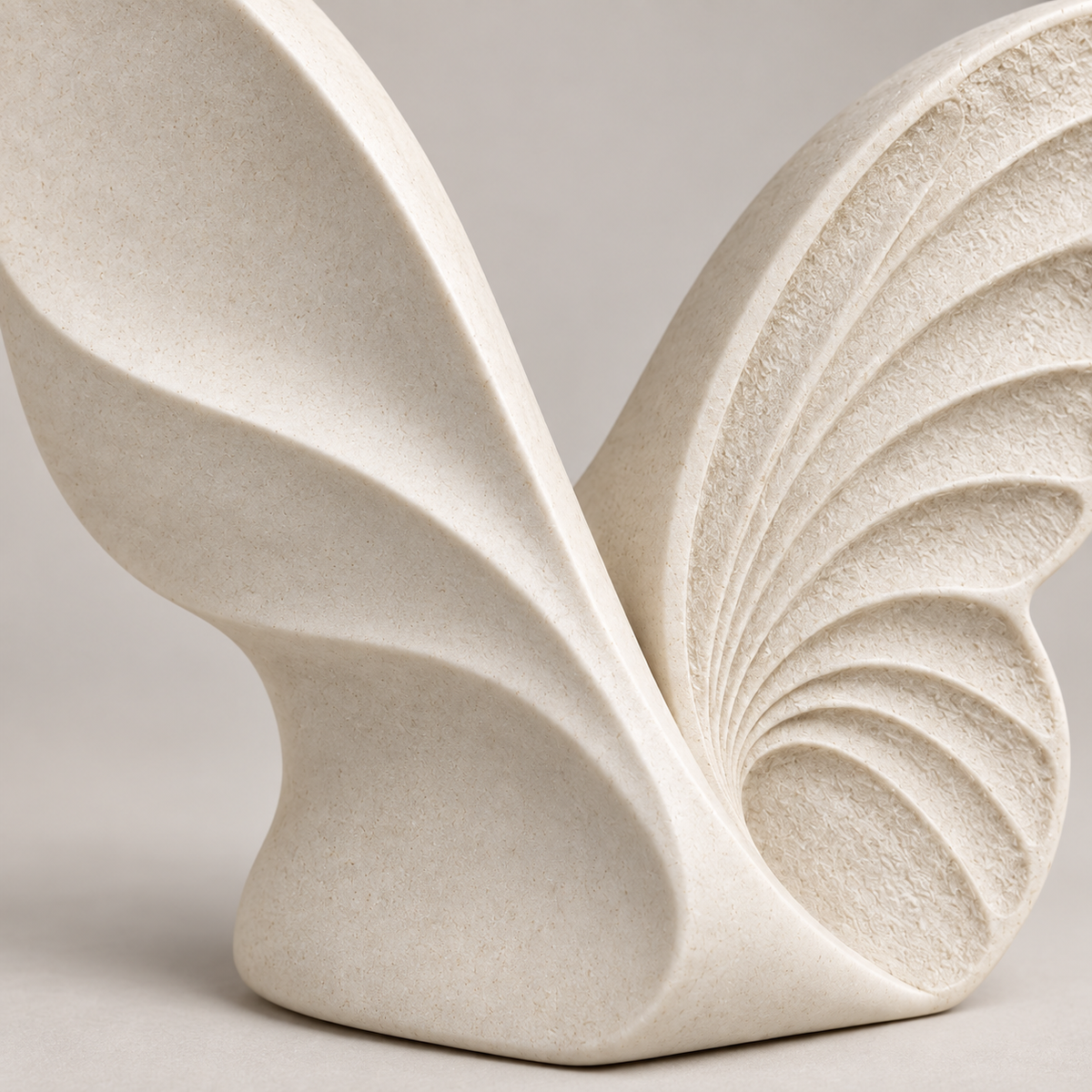 Day & Night tabletop sculpture in Matte Ivory: detail view