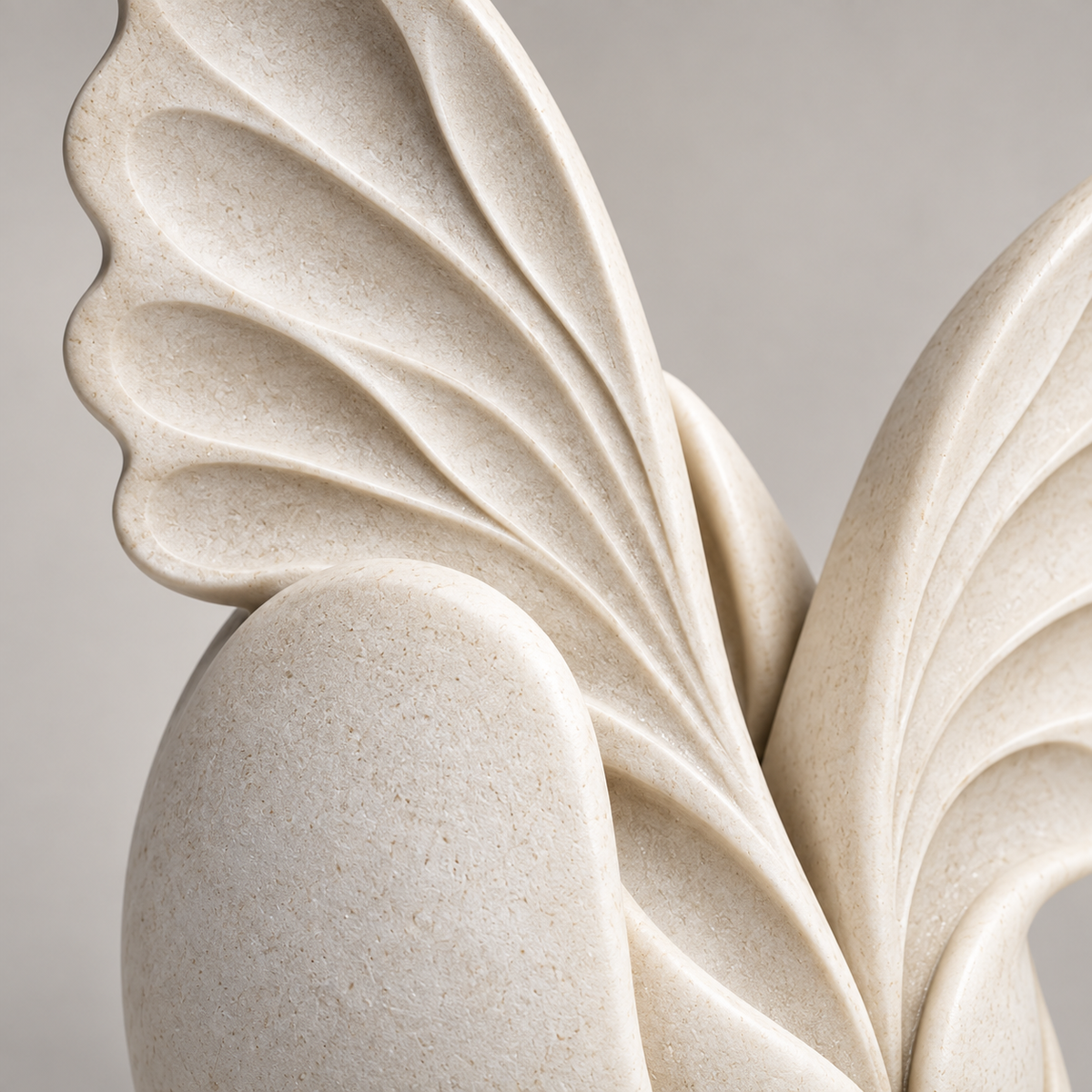Emergence tabletop sculpture in Matte Ivory: detail view