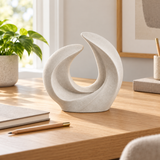 Wing Loop tabletop sculpture in Matte Ivory: desk view